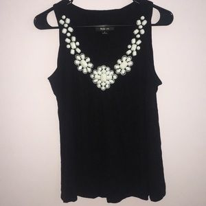 Last Chance** Black Blouse With Embellished Neck Style & Co